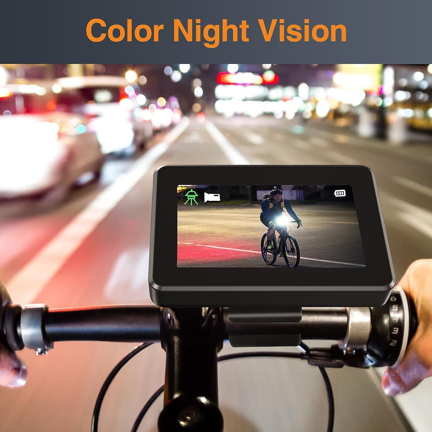 cámara trasera para bicicleta con visión nocturna y monitor
