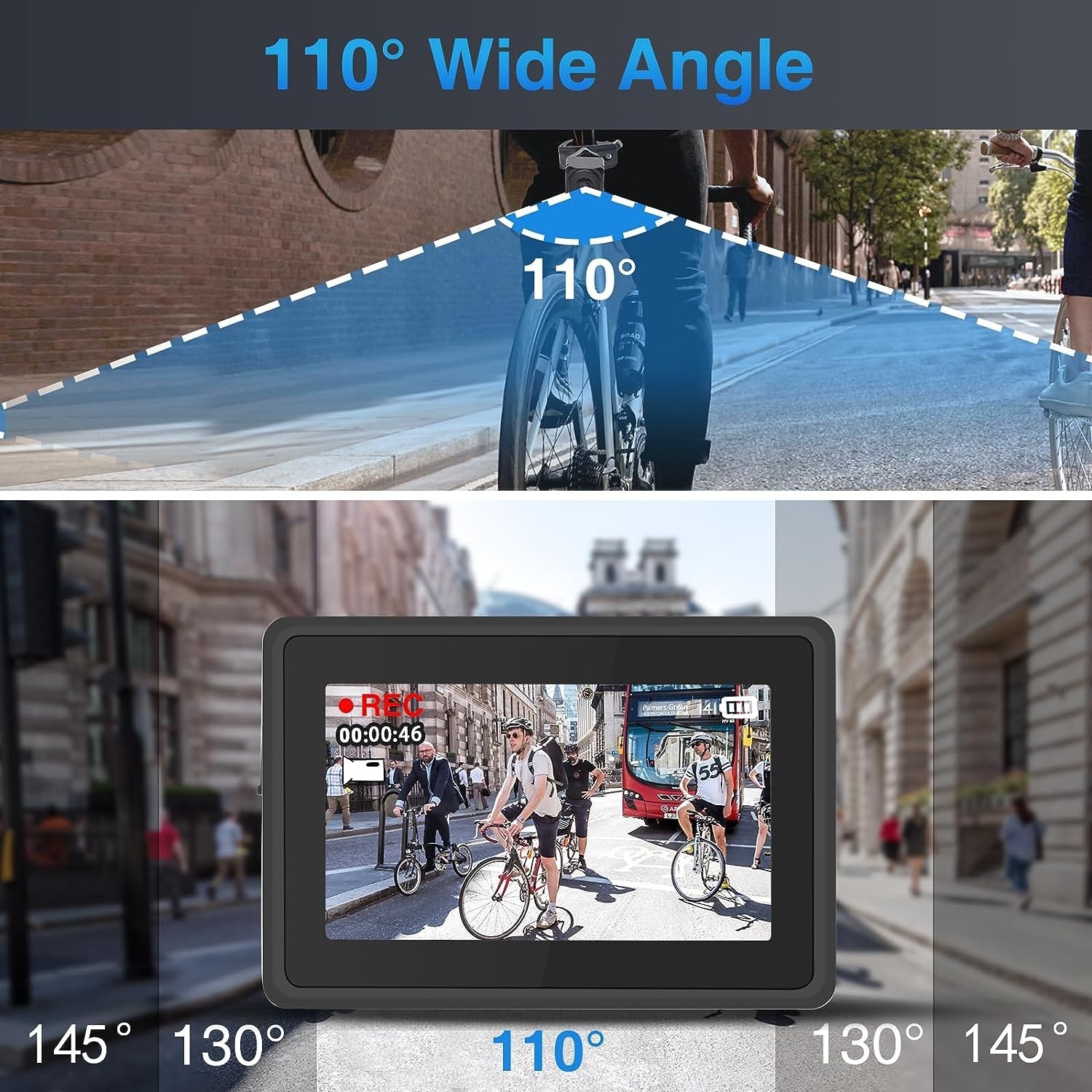 conjunto de cámara para bicicleta - ángulo de visión de 110 grados