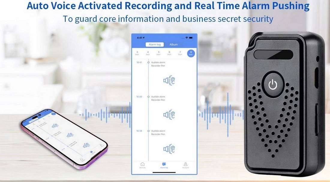 Grabadora de voz de audio con aplicación WIFI controlada a través de su teléfono móvil