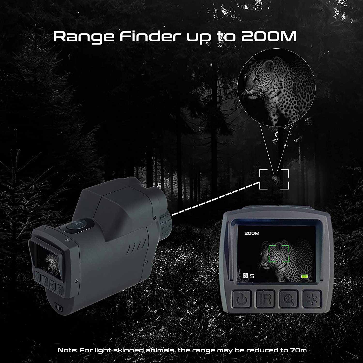 Medidor de distancia hasta 200m - monocular para visión nocturna