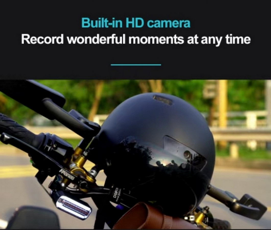 cámara incorporada en un casco de bicicleta con grabación