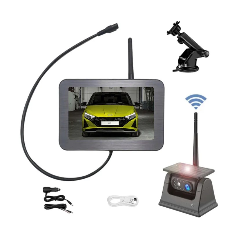 Kit de marcha atrás inalámbrico solar con monitor de 5" y cámara