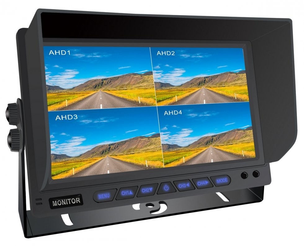 Monitor HD híbrido de 8 canales con marcha atrás de 10" para automóvil o máquina