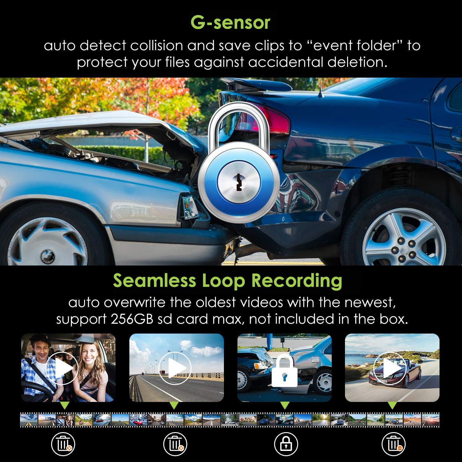 cámaras de coche g sensor profio x6