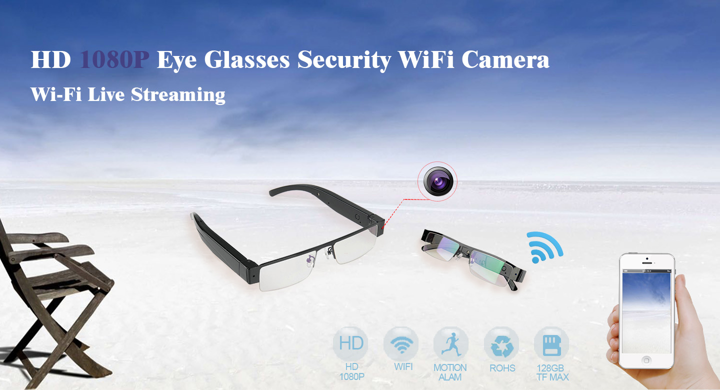 Gafas camara wifi FULL HD con memoria 32GB + IP22 impermeable