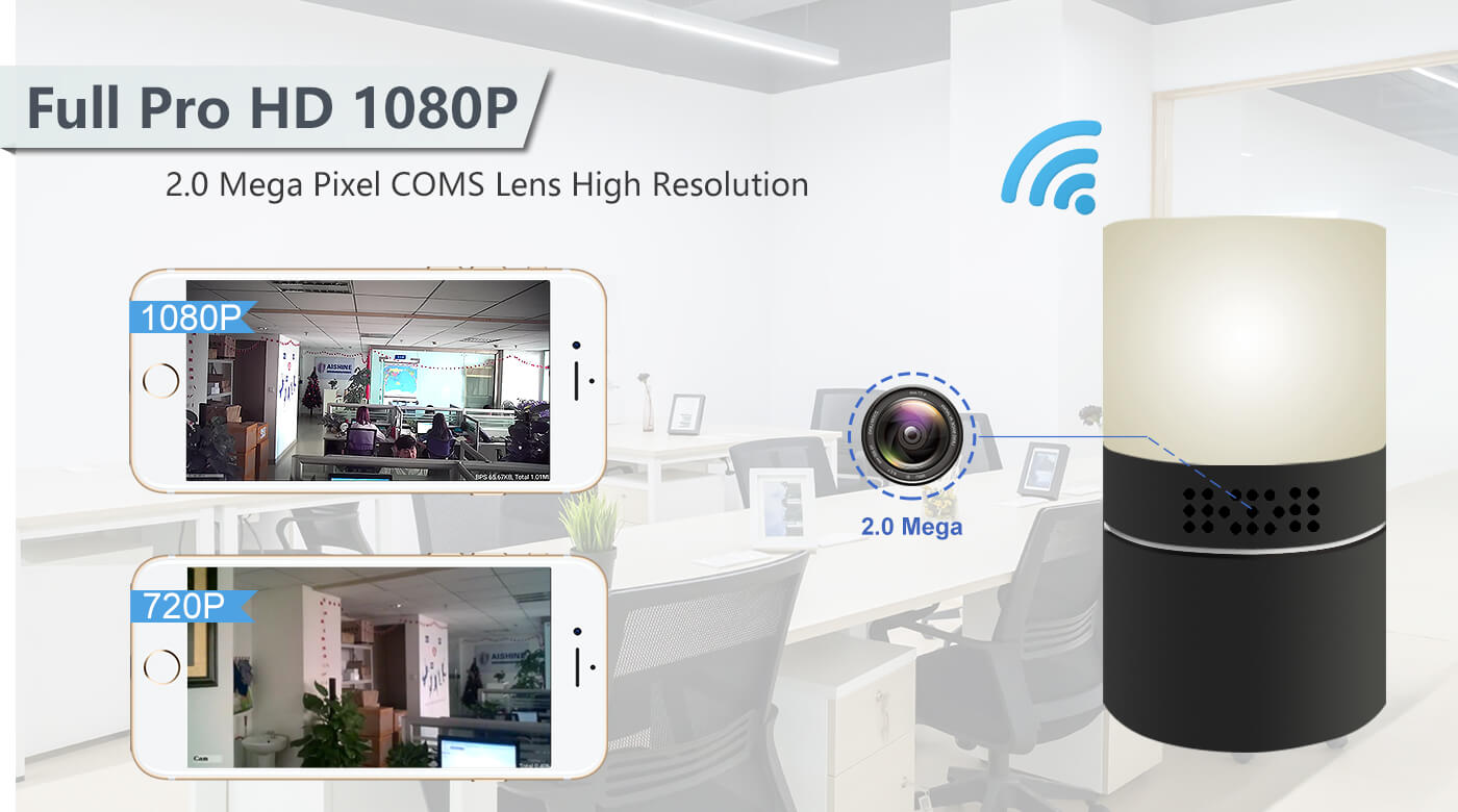 cámara con WiFi en lámpara de mesa LED