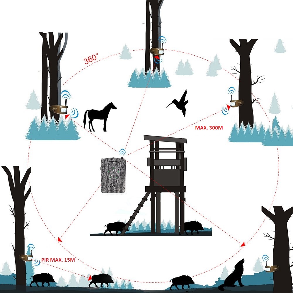 sistema de alarma de caza Bestguarder en el bosque