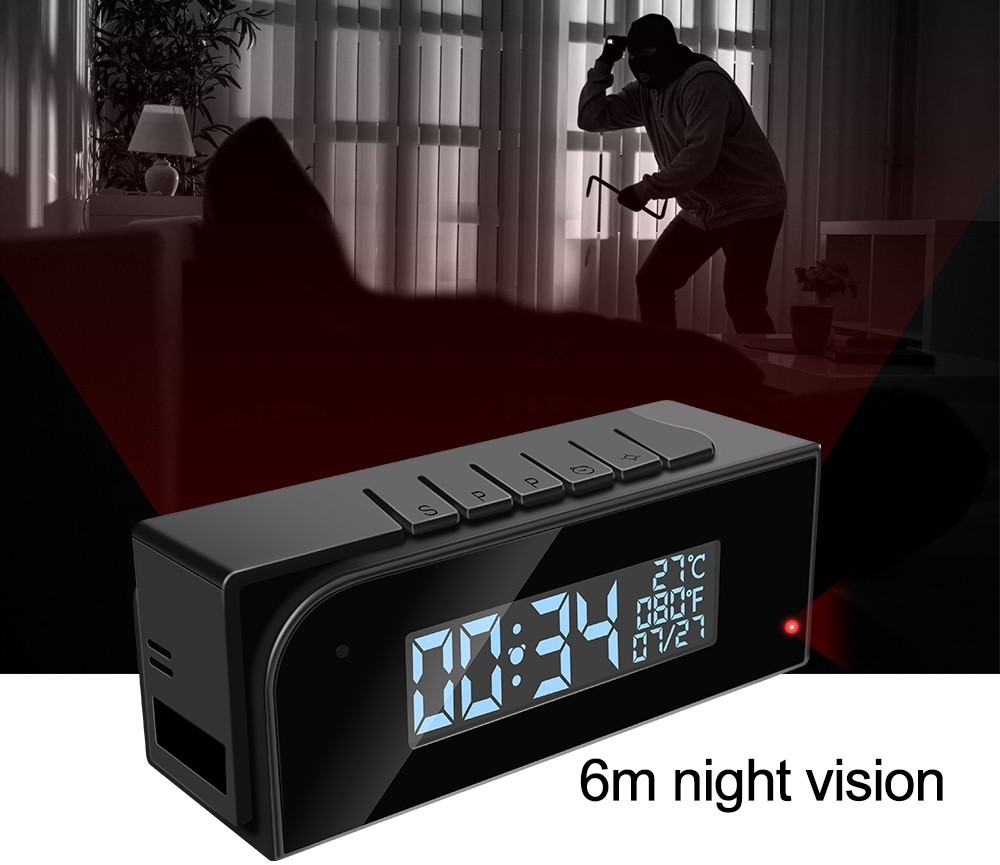 cámara wifi en el despertador - visión nocturna y detección de movimiento