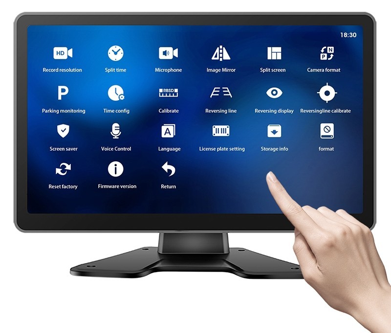 monitor de marcha atrás con pantalla táctil