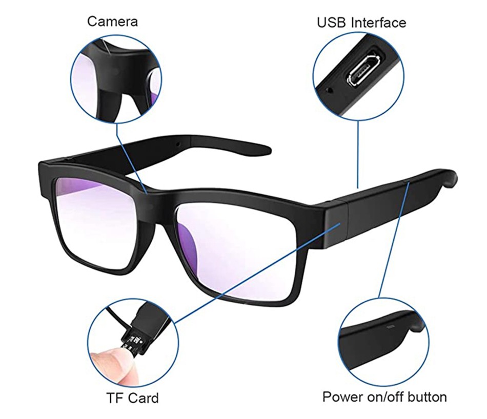 Gafas camara wifi FULL HD con memoria 32GB + IP22 impermeable