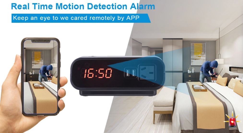 despertador digital con cámara - función de detección de movimiento