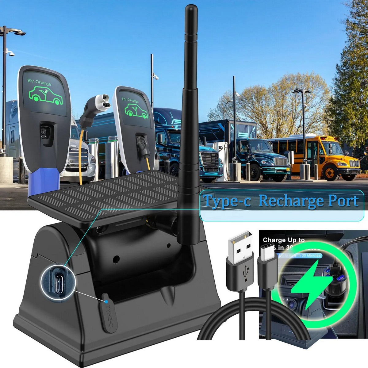 Cámara de marcha atrás para coche con carga solar wifi inalámbrica