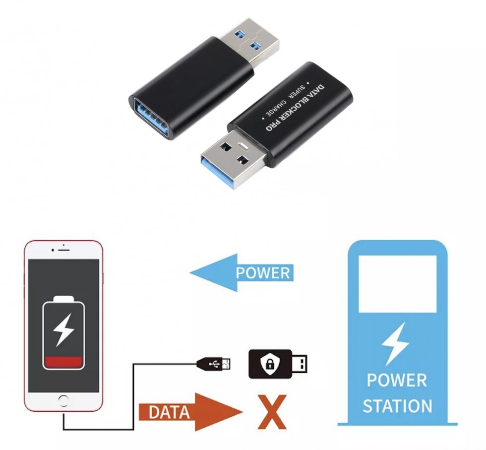 Protección para teléfonos inteligentes móviles durante la carga USB - Data Blocker Pro
